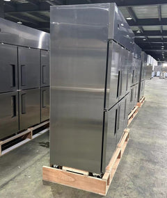 Chef AAA - SCD-660B 72" Commercial Dual Zone Reach-In Refrigerator and Freezer with 6 Solid Half Doors