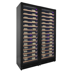 Allavino - Reserva Series 134 Bottle Dual Zone Black Side-by-Side Shallow Wine Refrigerator with Wood Front Shelves