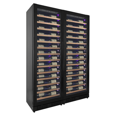 Allavino - Reserva Series 134 Bottle Dual Zone Black Side-by-Side Shallow Wine Refrigerator with Wood Front Shelves