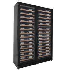 Allavino - Reserva Series 134 Bottle Dual Zone Black Side-by-Side Shallow Wine Refrigerator with Wood Front Shelves