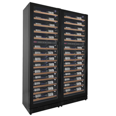 Allavino - Reserva Series 134 Bottle Dual Zone Black Side-by-Side Shallow Wine Refrigerator with Wood Front Shelves