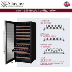 Allavino - 119 Bottle 55" Tall Dual Zone Stainless Steel Wine Refrigerator