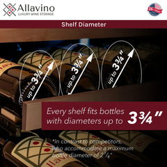 Allavino - 119 Bottle 55" Tall Dual Zone Stainless Steel Wine Refrigerator