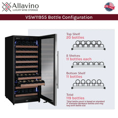 Allavino - Reserva 119 Bottle 55" Tall Single Zone Stainless Steel Wine Refrigerator