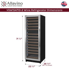 Allavino - Reserva Series 154 Bottle 71" Tall Dual Zone Stainless Steel Wine Refrigerator
