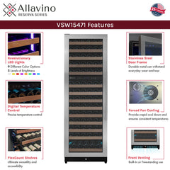 Allavino - Reserva Series 154 Bottle 71" Tall Dual Zone Stainless Steel Wine Refrigerator
