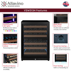 Allavino - Reserva Series 51 Bottle Dual Zone Built-In Luxury Wine Refrigerator