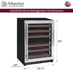 Allavino - Reserva Series 51 Bottle Dual Zone Undercounter Wine Refrigerator Cooler with Stainless Steel Door