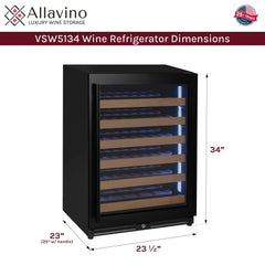 Allavino - Reserva Series 51 Bottle Single Zone Built-In Luxury Wine Refrigerator with Black Door