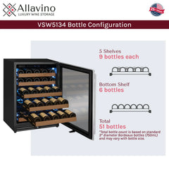 Allavino - Reserva Series 51 Bottle Single Zone Built-In Luxury Wine Refrigerator with Stainless Steel Door