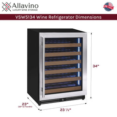 Allavino - Reserva Series 51 Bottle Single Zone Built-In Luxury Wine Refrigerator with Stainless Steel Door