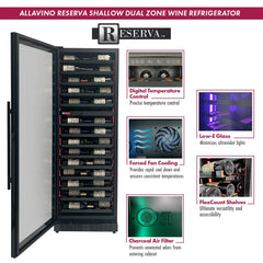 Allavino - Reserva Series 134 Bottle Four Zone Shallow Side-by-Side Wine Refrigerators with Black Doors