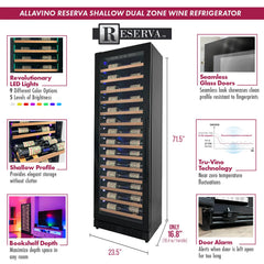 Allavino - Reserva Series 67 Bottle 71" Tall Single Zone Black Shallow Wine Refrigerator with Wood Front Shelves