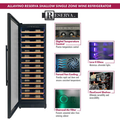 Allavino - Reserva Series 67 Bottle 71" Tall Single Zone Black Shallow Wine Refrigerator with Wood Front Shelves