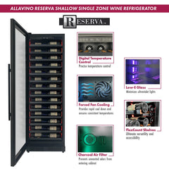 Allavino - Reserva Series 67 Bottle 71" Tall Single Zone Left Hinge Black Shallow Wine Cooler Refrigerator Console