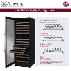 Allavino - Reserva Series 172 Bottle Dual Zone Built-In Wine Refrigerator with Stainless Steel Door