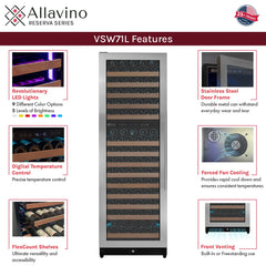 Allavino - Reserva Series 172 Bottle Dual Zone Built-In Wine Refrigerator with Stainless Steel Door
