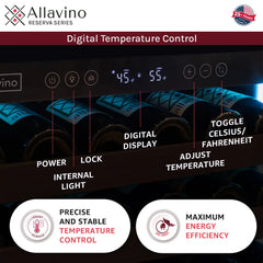 Allavino - Reserva Series 172 Bottle Dual Zone Built-In Wine Refrigerator with Stainless Steel Door