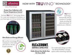 Allavino - 30" Wide FlexCount II Tru-Vino 30 Bottle/88 Can Dual Zone Stainless Steel Built-In Wine Refrigerator/Beverage Center