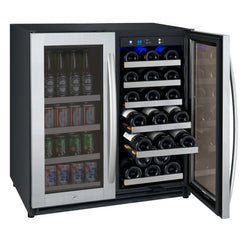 Allavino - 30" Wide FlexCount II Tru-Vino 30 Bottle/88 Can Dual Zone Stainless Steel Built-In Wine Refrigerator/Beverage Center