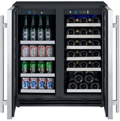 Allavino - 30" Wide FlexCount II Tru-Vino 30 Bottle/88 Can Dual Zone Stainless Steel Built-In Wine Refrigerator/Beverage Center