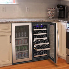 Allavino - 30" Wide FlexCount II Tru-Vino 30 Bottle/88 Can Dual Zone Stainless Steel Built-In Wine Refrigerator/Beverage Center