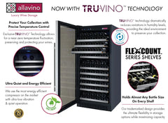 Allavino - 24" Wide FlexCount II Tru-Vino 128 Bottle Single Zone Stainless Steel Left Hinge Wine Refrigerator