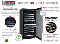 Allavino - FlexCount Series 128 Bottle Single Zone Built-in Wine Refrigerator with Stainless Steel Door - Right Hinge