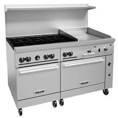 Vulcan 60SS-6B24GT Natural Gas/Propane 60" Stove Top Range - 6 Burners & 24" Griddle