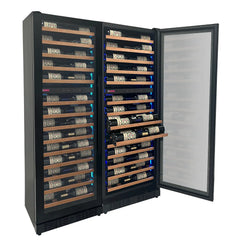 Allavino - Reserva Series 134 Bottle Dual Zone Black Side-by-Side Shallow Wine Refrigerator with Wood Front Shelves