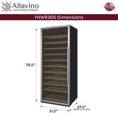 Allavino - Vite Series 305 Bottle Single Zone Freestanding Large Capacity Wine Refrigerator