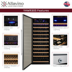Allavino - Vite Series 305 Bottle Single Zone Freestanding Large Capacity Wine Refrigerator