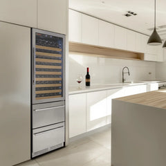 Allavino - 100 Bottle Stainless Steel French Doors Dual Zone Wine Refrigerator with Two Refrigerated Drawers