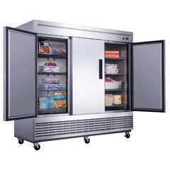 Chef AAA - T83F Commercial 83" Reach-In Freezer 3 Solid Door Stainless Steel 64 cu.ft.